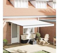 Tenda da sole retrattile automatica con LED, bianca, 400 x 350 cm, per giardino e terrazza, dona un'ombra affidabile, ideale per le giornate di sole