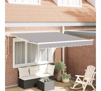 Tenda da sole retrattile automatica, grigio chiaro, 350 x 250 cm, robusta protezione solare per terrazza, giardino e balcone, facile da montare, impermeabile