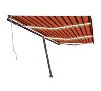 Tenda da sole retrattile automatica per terrazza, 600 x 300 cm, con illuminazione a LED e sensore vento, resistente ai raggi UV e all'acqua, arancione/marrone