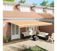 Tenda da sole retrattile automatica per terrazza, giardino e balcone, impermeabile, protezione UV, a righe, giallo-arancio, 500 x 350 cm