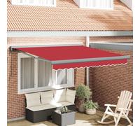 Tenda da sole retrattile automatica, rossa, 300 x 250 cm, resistente ai raggi UV, in poliestere, per terrazza, balcone, giardino, protezione solare