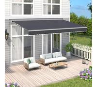 Tenda da sole retrattile con braccio articolato manuale per balconi e terrazze all'aperto, protezione UV e antipioggia, manovella regolabile e aste telescopiche, grigio, 3 x 2 m