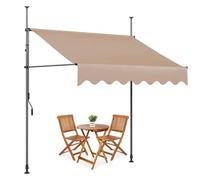 Tenda da sole retrattile con manovella manuale, parasole per esterni, per terrazza, veranda, cortile, balcone, colore bianco giallo, 300 cm, grande baldacchino