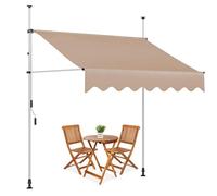 Tenda da sole retrattile con manovella manuale, per esterni, per terrazza, veranda, cortile, balcone, colore bianco e giallo, protezione UV 300 cm e resistente alle intemperie