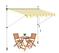 Tenda da sole retrattile con manovella manuale, riparo per esterni, per terrazza, veranda, cortile, balcone, colore bianco e giallo, facile installazione da 300 cm