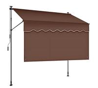 Tenda da sole retrattile con schermo privacy, tettoia regolabile in altezza manuale, resistente ai raggi UV, senza fori, per balcone, terrazza, giardino, colore marrone