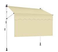Tenda da sole retrattile con tenda per la privacy, regolabile in altezza manuale, resistente ai raggi UV, installazione senza trapano per balcone, terrazza e spazi esterni (beige, 1)
