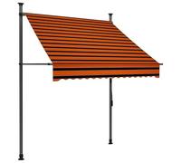 Tenda da sole retrattile da 150 cm, funzionamento a mano con - arancione marrone per terrazza e balcone - 100% poliestere con rivestimento in PU e telaio in acciaio - resistente alle intemperie e