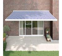 Tenda da Sole Retrattile Elettrica 4x3 m Blu e Bianca in Tessuto e Alluminio per Patio e Balcone con Telecomando e Motore Silenzioso Godetevi l'ombra nel vostro patio,