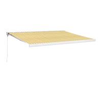 Tenda da sole retrattile giallo bianco 4,5 x 3 m in poliestere e alluminio per terrazza balcone con protezione UV e montaggio a parete come protezione solare e all'aperto