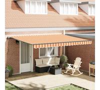 Tenda da sole retrattile giallo e arancione 450 x 350 cm con telecomando per terrazza e giardino - Tenda parasole resistente ai raggi UV in tessuto robusto e telaio in alluminio per un ottimale