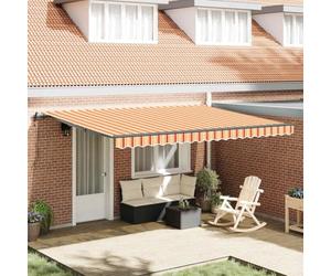 Tenda da sole retrattile giallo e arancione 450 x 350 cm con telecomando per terrazza e giardino - Tenda parasole resistente ai raggi UV in tessuto robusto e telaio in alluminio per un ottimale