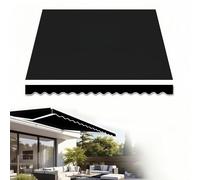 Tenda da sole retrattile impermeabile, facile da installare, per esterni, terrazza, balcone e patio, colore nero, 6 x 6 m, per giardino e spazi esterni