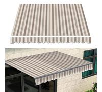 Tenda da sole retrattile impermeabile, protezione UV, 300 g/m², in poliestere, beige, a righe, per spazi esterni (5,2 x 3,4 m)