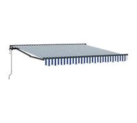Tenda da sole retrattile in tessuto blu, bianco, 350 x 250 cm, perfetta protezione solare per terrazza e giardino, durevole e resistente alle intemperie