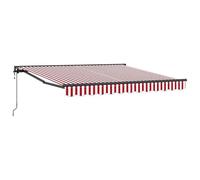 Tenda da sole retrattile in tessuto con strisce rosse bianche 350 x 250 cm - Protezione solare perfetta per terrazza e giardino - Facile da usare e durevole