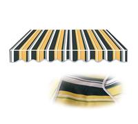 Tenda da sole retrattile in tessuto di ricambio impermeabile per porte e finestre, design a strisce, 6 x 2 m, ideale per terrazze e balconi.