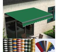 Tenda da sole retrattile in tessuto, ricambio per esterni, per terrazza, cortile, giardino, balcone, porta, personalizzabile (verde scuro, 3,7 x 3 m)