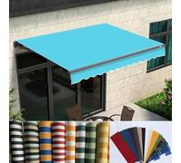 Tenda da sole retrattile in tessuto, ricambio per esterni, per veranda, cortile, giardino, balcone, porta, personalizzabile (azzurro, 4,3 x 3 m)