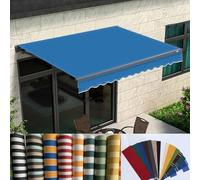 Tenda da sole retrattile in tessuto, ricambio per esterni, tenda parasole per finestre, tettoia per terrazza, cortile, giardino, balcone, porta, personalizzabile (blu medio, 6 x 3,5 m)
