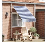 Tenda da Sole Retrattile Manuale 150 cm a Strisce Blu e Bianche