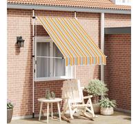 Tenda da Sole Retrattile Manuale 150 cm a Strisce Blu e Gialle