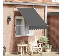 Tenda da sole retrattile manuale, 150 cm, antracite, con manovella, per terrazze, balconi, finestre, come dispensatore di ombra e protezione UV