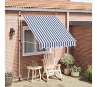 Tenda da Sole Retrattile Manuale 200 cm a Strisce Blu e Bianche