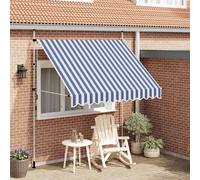 Tenda da Sole Retrattile Manuale 250 cm a Strisce Blu e Bianche