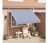Tenda da Sole Retrattile Manuale 300 cm a Strisce Blu e Bianche