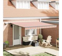 Tenda da sole retrattile manuale, 400 x 300 cm, impermeabile, per terrazza, giardino, balcone, con striscia LED multicolore, ideale come baldacchino per esterni