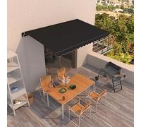 Tenda da sole retrattile manuale, 450 x 350 cm, antracite, resistente ai raggi UV e all'acqua, con telaio in alluminio regolabile