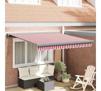 Tenda da sole retrattile manuale a righe rosse e bianche 350 x 250 cm per balcone e terrazza con protezione UV e resistenza agli agenti atmosferici in poliestere e acciaio
