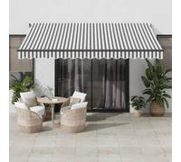 Tenda da Sole Retrattile Manuale Antracite e Bianco 400x350 cm con Tessuto UV Resistente e Telaio in Alluminio Verniciato a Polvere per Patio Balcone e Giardino