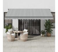 vidaXL Tenda da Sole Retrattile Manuale Antracite e Bianco 450x350 cm