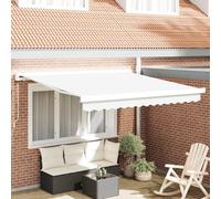 Tenda da sole retrattile manuale, bianca, 350 x 250 cm, rettangolare, per giardino e terrazza, protezione solare resistente ai raggi UV