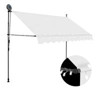 Tenda da Sole Retrattile Manuale con LED 300 cm Crema, Impermeabile e Resistente ai Raggi UV per Terrazzo Balcone Giardino, Telaio in Acciaio Durevole e Regolabile,