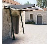 Tenda da Sole Retrattile Manuale con LED, 3x2.5 m Blu e Bianco, Struttura in Alluminio e Ferro, Tessuto Poliestere UV, per Giardino Balcone Patio