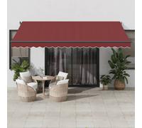 Tenda da Sole Retrattile Manuale con LED Bordò 450x350 cm