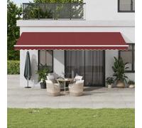 Tenda da Sole Retrattile Manuale con LED Bordò 600x350 cm