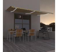 Tenda da Sole Retrattile Manuale e LED 600x300cm Gialla Bianca