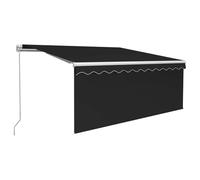 Tenda da sole retrattile manuale, grigio antracite, 3,5 x 2,5 m | Telaio in alluminio resistente all'ossidazione, poliestere PU impermeabile, angolo regolabile, manovella lunga