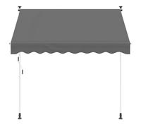 Tenda da sole retrattile manuale, grigio chiaro, 300 cm | Tessuto rivestito in poliuretano, altezza e angolo regolabili, manovella lunga, per terrazza e giardino