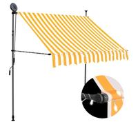 Tenda da Sole Retrattile Manuale LED 100 cm Bianca e Arancione Impermeabile con Luci Solari per Terrazzo Balcone Giardino Questo titolo, lungo 128 caratteri, mantiene