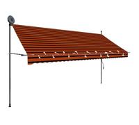 Tenda da Sole Retrattile Manuale LED 350 cm Arancione e Marrone, Impermeabile e Resistente ai Raggi UV, con Illuminazione Solare, Regolabile in Altezza e Angolazione