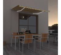 Tenda da Sole Retrattile Manuale LED 350x250 cm Gialla e Bianca