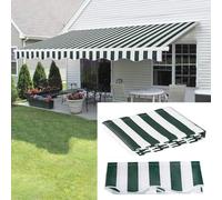 Tenda da sole retrattile manuale per esterni, tessuto di ricambio, in poliestere impermeabile, copertura superiore per porta, finestra, tenda da sole, riparo (2 x 1,5 m, strisce verdi e bianche)