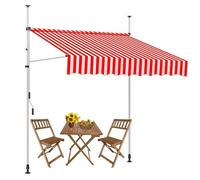 Tenda da sole retrattile manuale, protezione UV UPF50, impermeabile, per esterni, con manovella, 400 cm, bianco e blu, resistente per terrazza e giardino