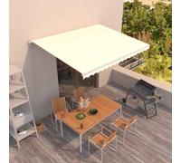 Tenda da Sole Retrattile Manuale, regolabile in angolo e altezza, 450 x 350 cm, alluminio verniciato, tessuto poliestere con rivestimento PU, crema e telaio bianco for esterni, terrazza, giardino, pat