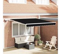 Tenda da sole retrattile nera 300 x 250 cm in tessuto e acciaio con illuminazione a LED, controllo manuale dell'ombra, resistente ai raggi UV e impermeabile per terrazza e balcone